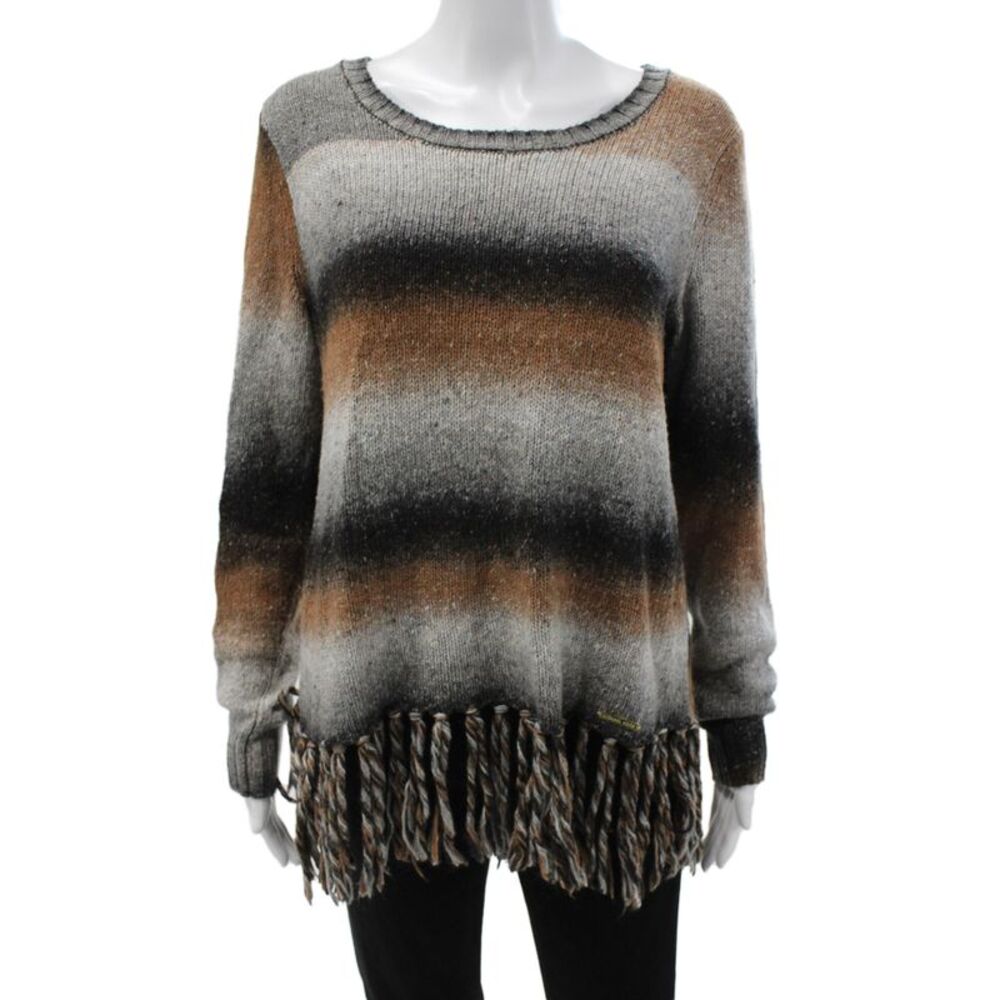 Michael Michael Kors Unisex Brown Striped Pullover Sweater Boho Size M